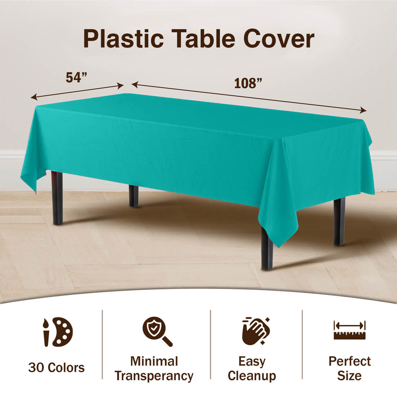 Teal Plastic Table Covers | 6 Pack