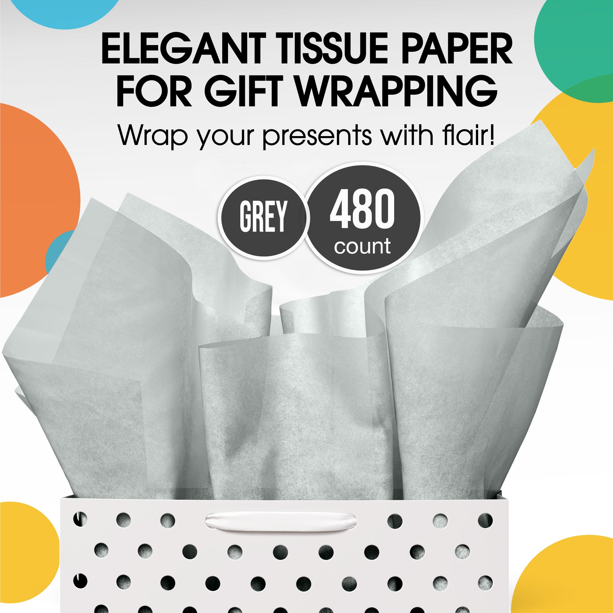 Gray Tissue Paper 20 in. x 30 in. | 480 Sheets