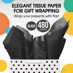 Black Tissue Paper 20 in. x 30 in. | 480 Sheets