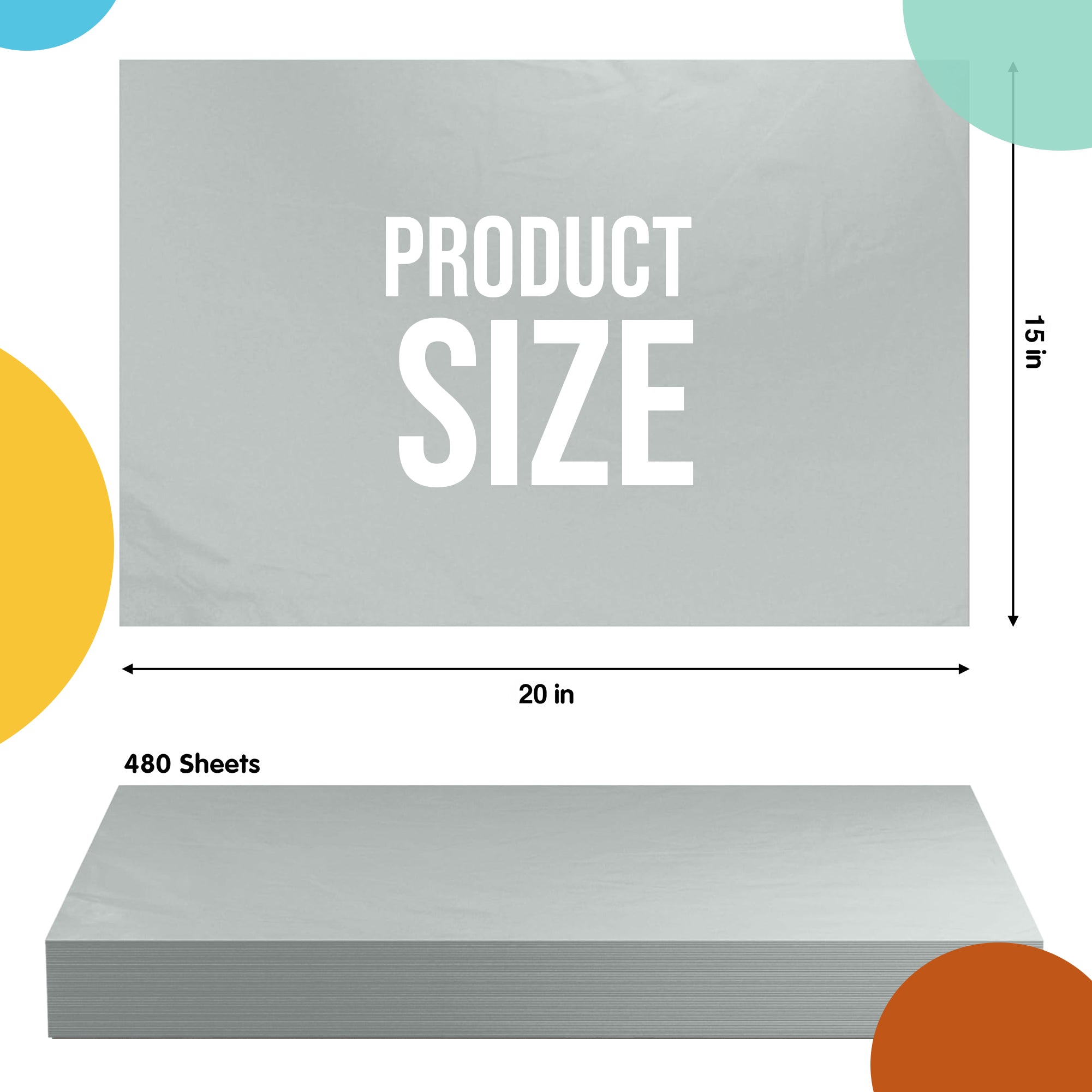 Grey Tissue Paper 15 in. x 20 in. | 480 Sheets