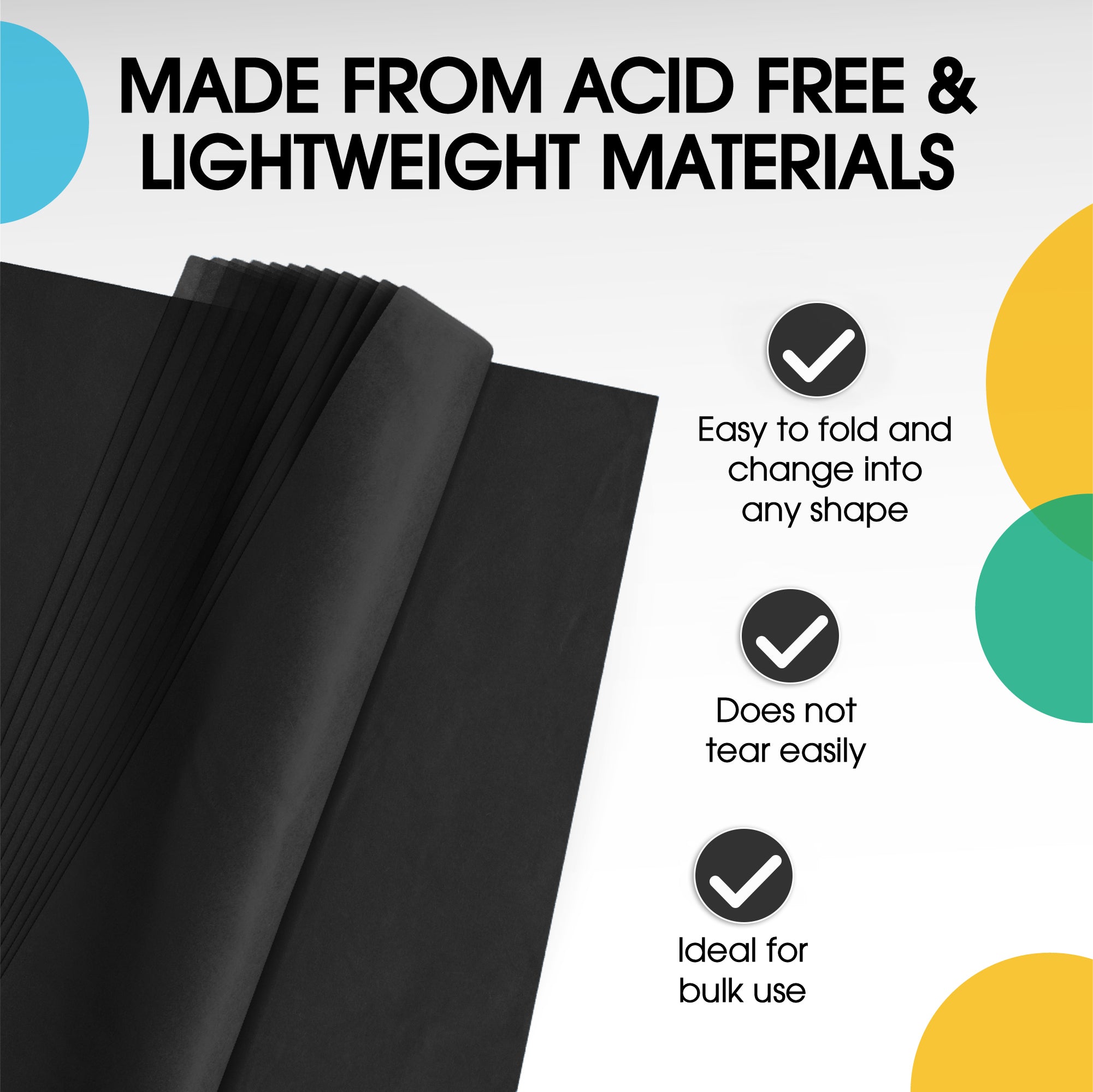 Black Tissue Paper 15 in. x 20 in. | 480 Sheets