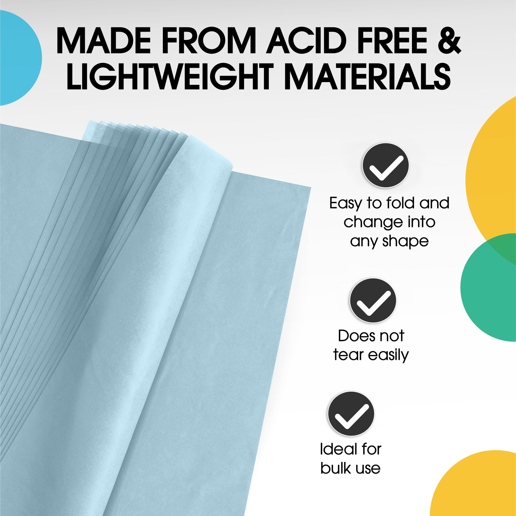 Light Blue Tissue Paper 20 in. x 30 in. | 480 Sheets