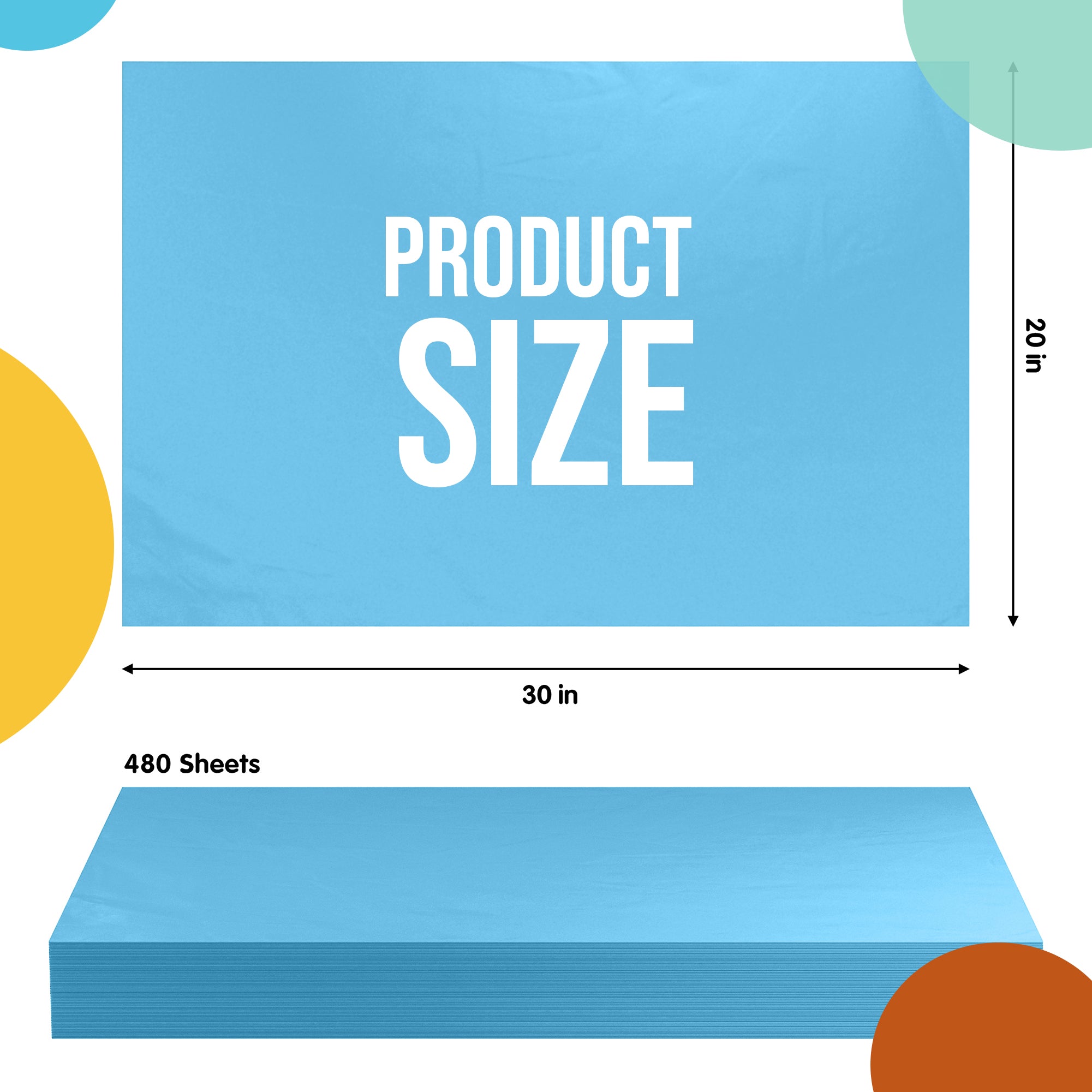 Light Blue Tissue Paper 20 in. x 30 in. | 480 Sheets