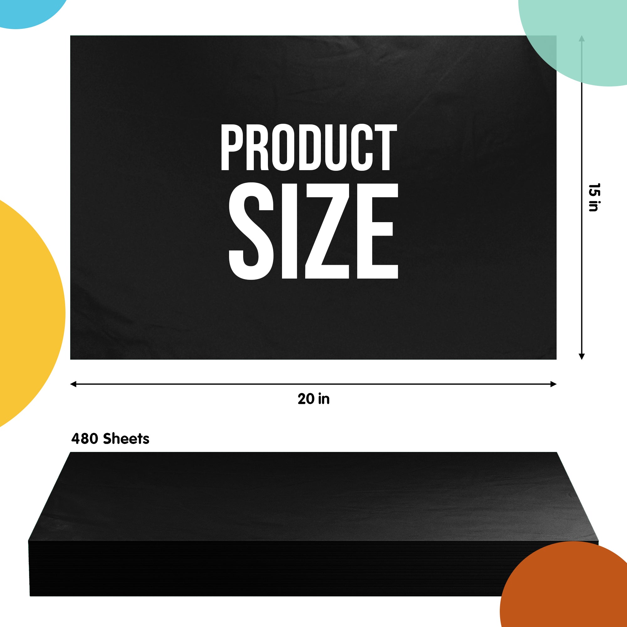 Black Tissue Paper 15 in. x 20 in. | 480 Sheets
