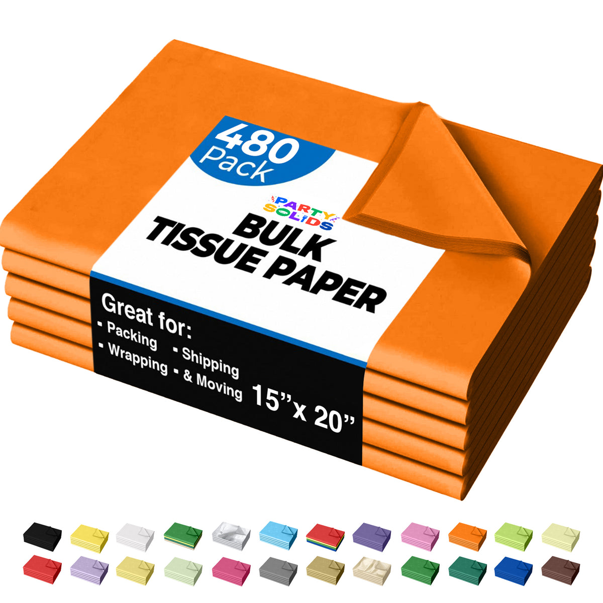 Orange Tissue Paper 15 in. x 20 in. | 480 Sheets