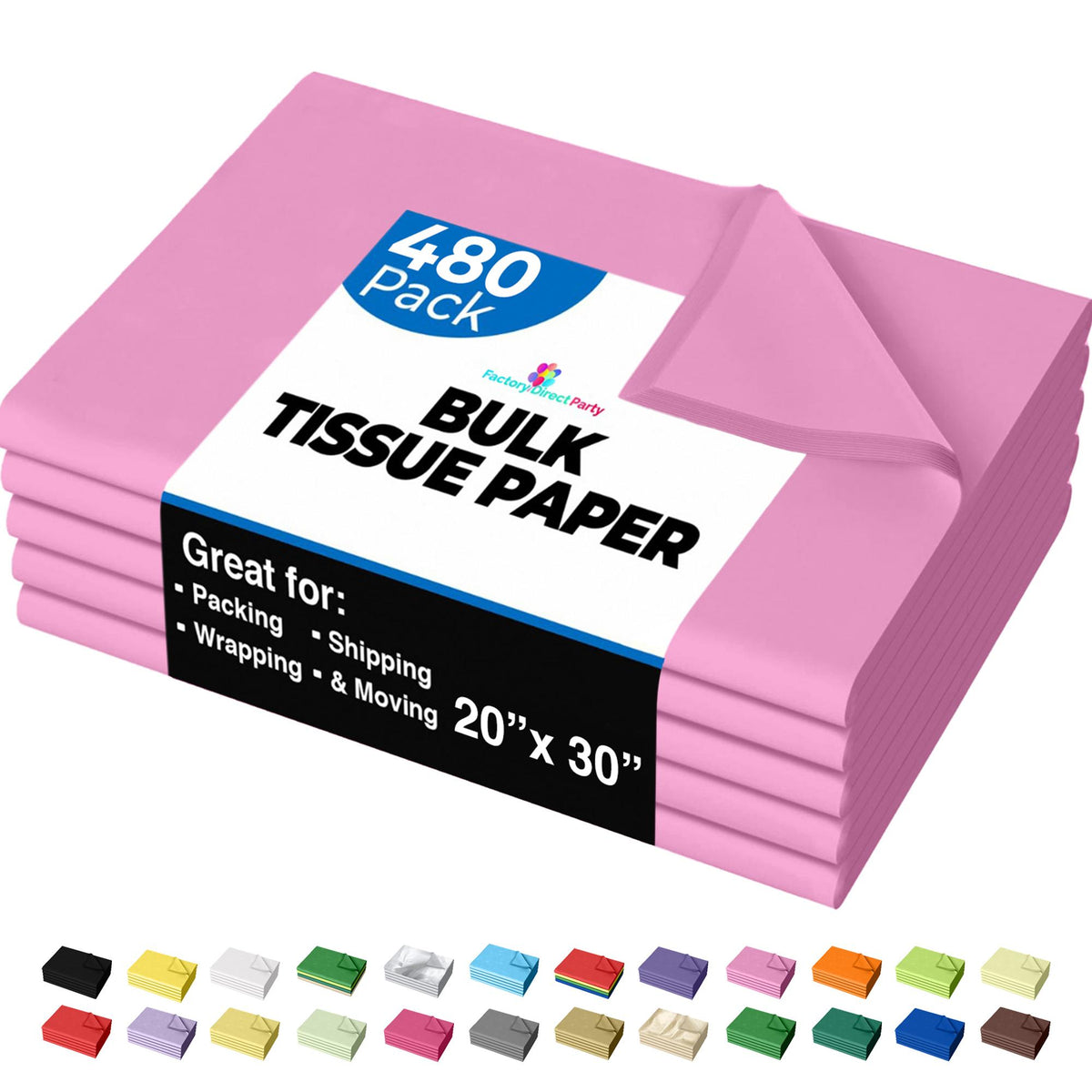 Pink Tissue Paper 20 In. x 30 In. | 480 Sheets