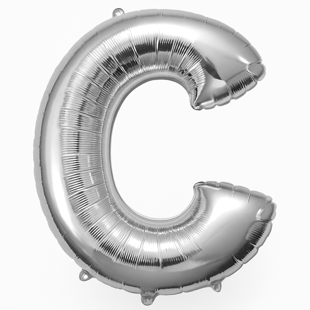 Silver Letter "C" Foil Balloon - Metallic Birthday Decoration