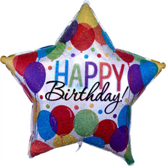 Star-Shaped Metallic Happy Birthday Balloon