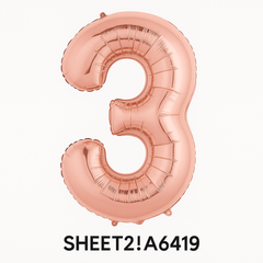 Rose Gold Number 3 Foil Super Shape Balloon