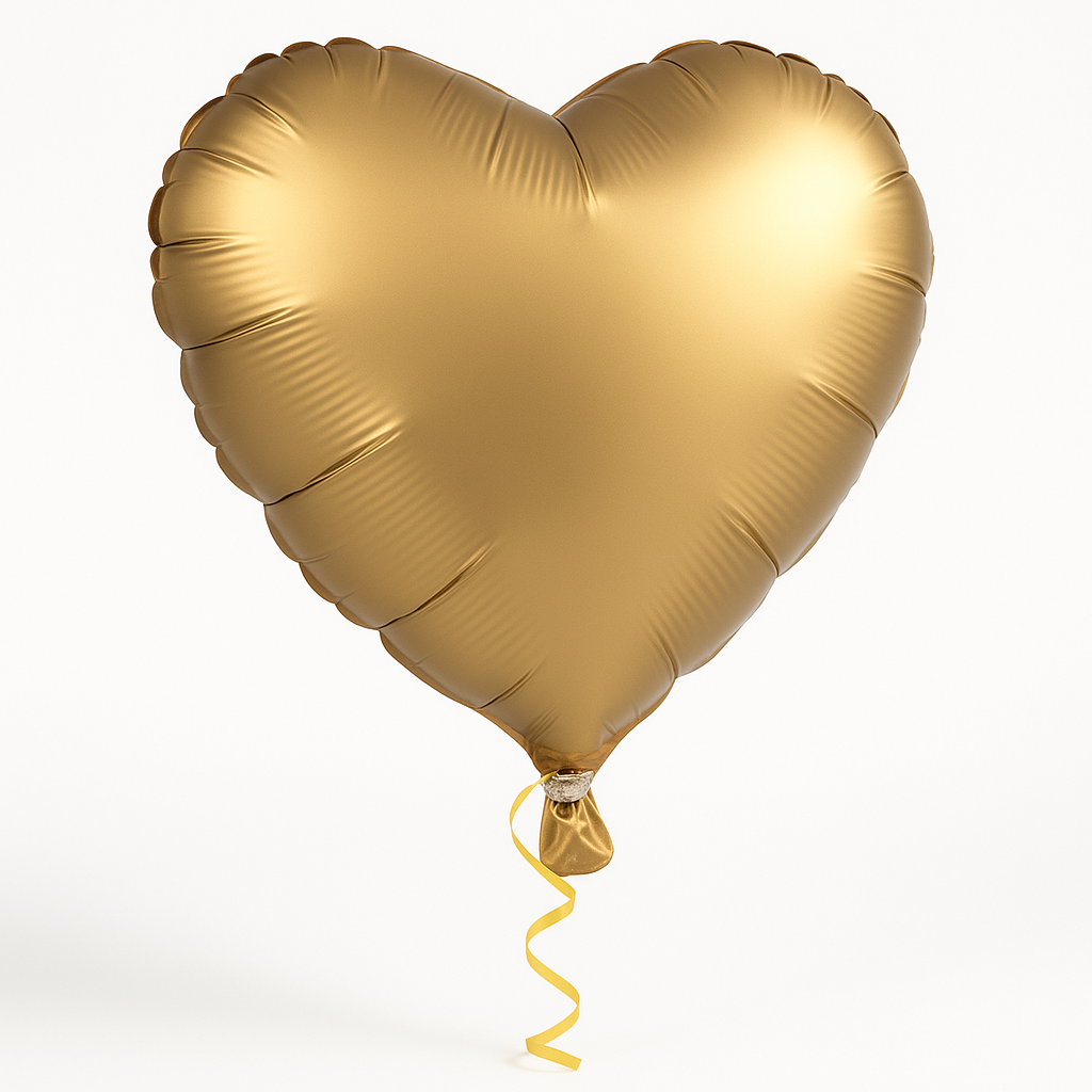 Gold Satin Heart Foil Balloon - 18 Inch