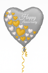 Elegant Heart-Shaped Happy Anniversary Foil Balloon