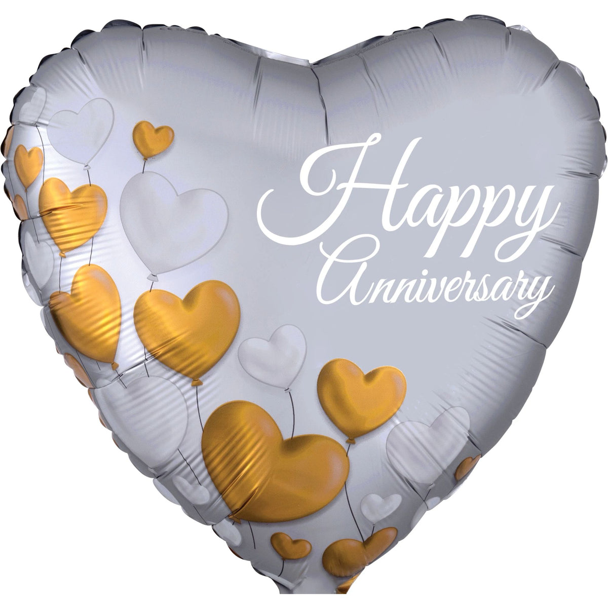 Heart-Shaped Happy Anniversary Mylar Balloon - 18 Inch
