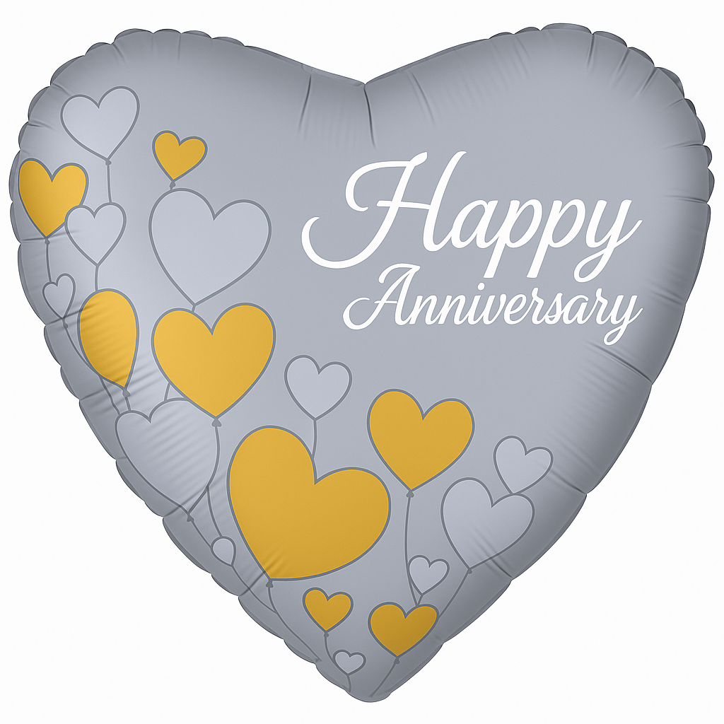 Heart-Shaped Happy Anniversary Mylar Balloon - 18 Inch