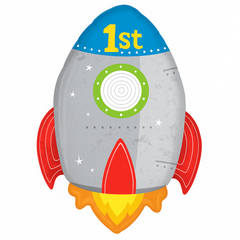 Blast Off Rocket Foil Balloon - 1st Birthday Celebration