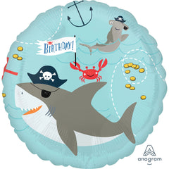 Ahoy Pirate Shark Mylar Balloon - 18-Inch
