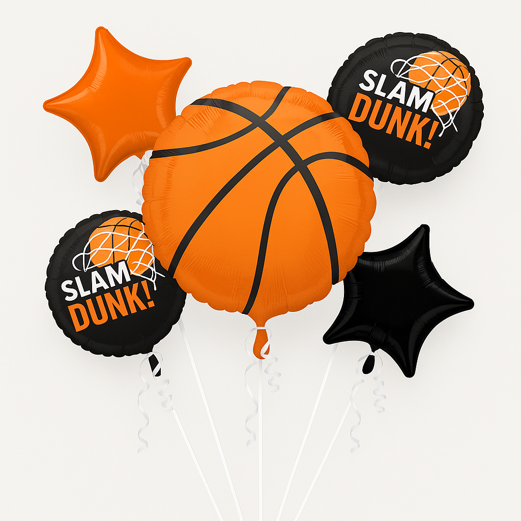 Slam Dunk Basketball Foil Balloon Bouquet (5 Piece)