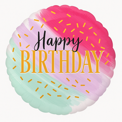 Vibrant Watercolor Birthday Foil Balloon - 18 Inch