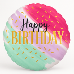 Watercolor Happy Birthday Metallic Super Shape Balloon