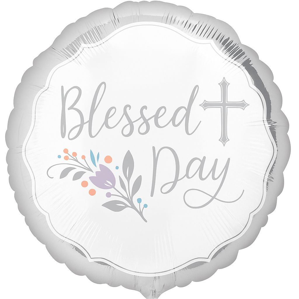 Blessed Day Metallic Foil Balloon - 18-inch