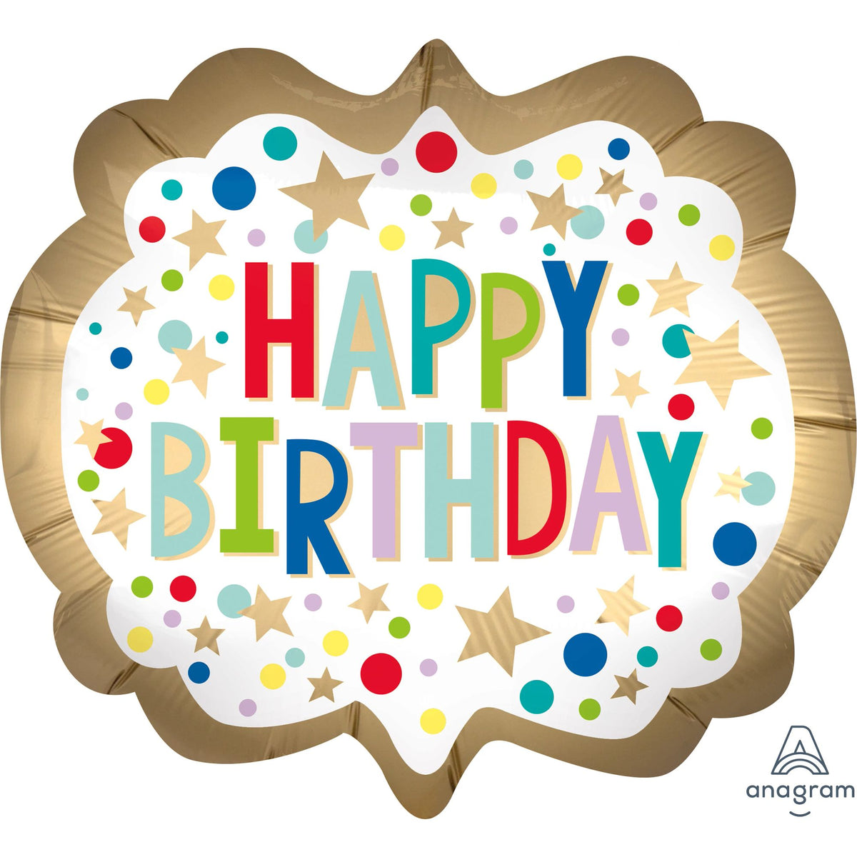 Gold Starburst Happy Birthday Foil Balloon