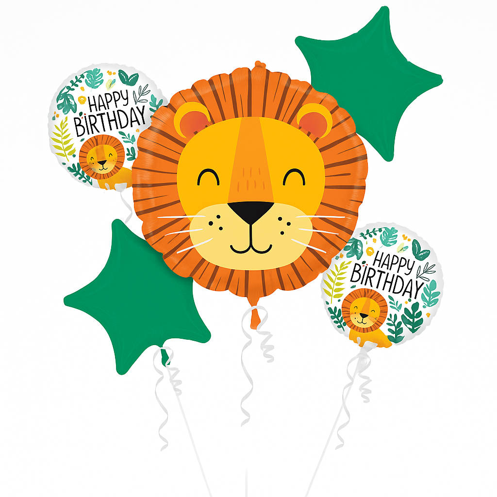 "Get Wild Birthday Foil Balloon Bouquet - 5 Piece Set"