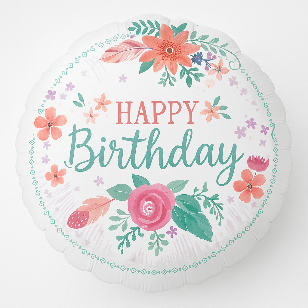 Floral Happy Birthday 18-Inch Foil Balloon