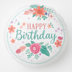 Floral Happy Birthday 18-Inch Foil Balloon