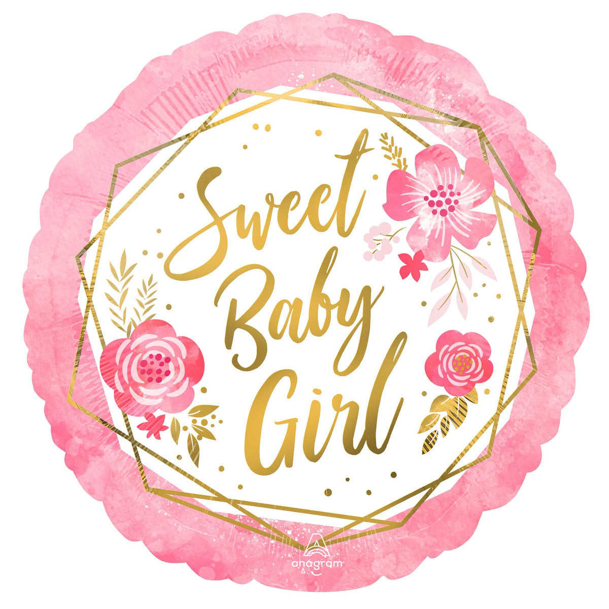 Sweet Baby Girl Floral Foil Balloon - 18 Inch