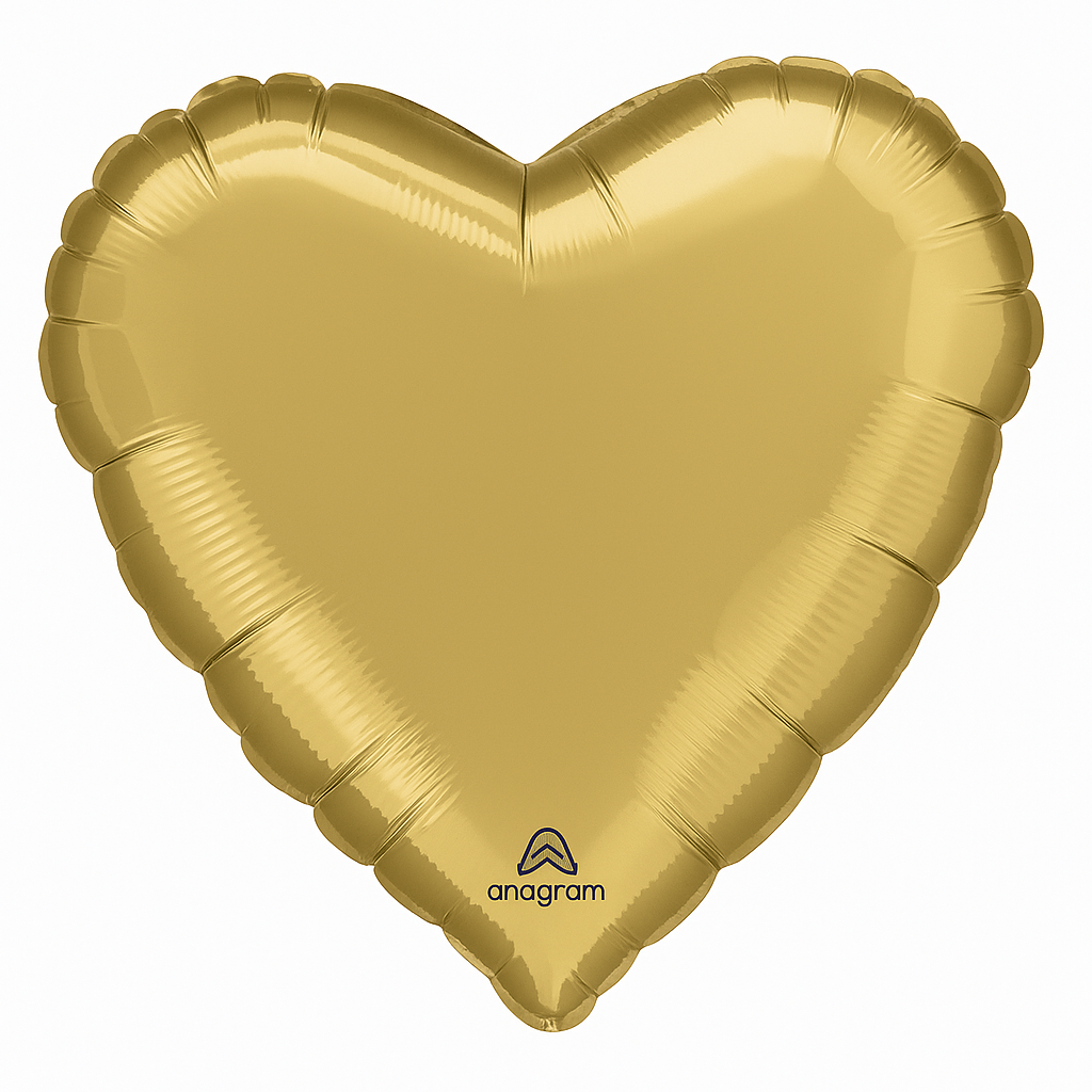 Heart-Shaped Gold & White Metallic Mylar Balloon