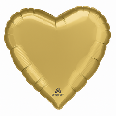 Heart-Shaped Gold & White Metallic Mylar Balloon