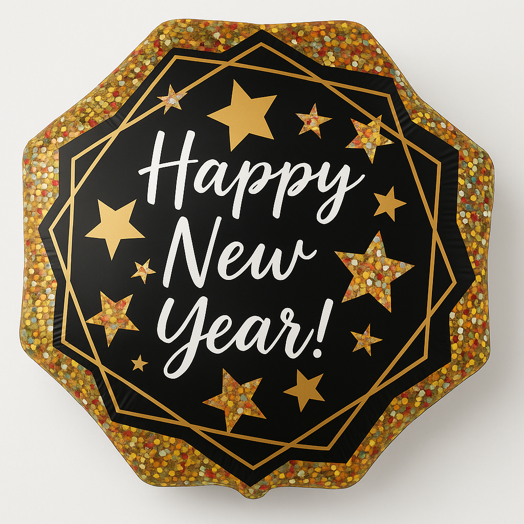 Sparkling Gold Happy New Year Foil Super Shape Balloon