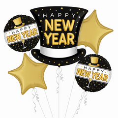 Pop Clink Cheers Metallic Foil Balloon Bouquet - New Year's Celebration