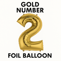 Gold Number 2 Foil Balloon - Metallic Super Shape
