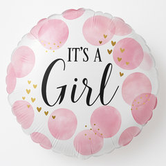 Baby Girl Pink Watercolor Foil Balloon - 18in