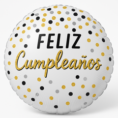 Elegant Metallic Birthday Balloon in Black, Silver, and Gold