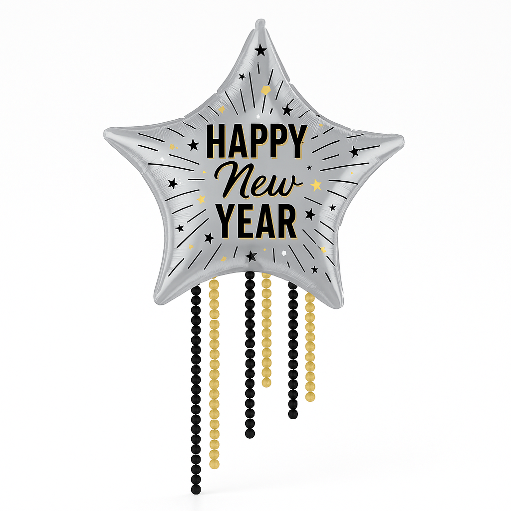 Elegant New Year's Eve Celestial Fringe Super Shape Balloon