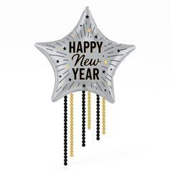 Elegant New Year's Eve Celestial Fringe Super Shape Balloon