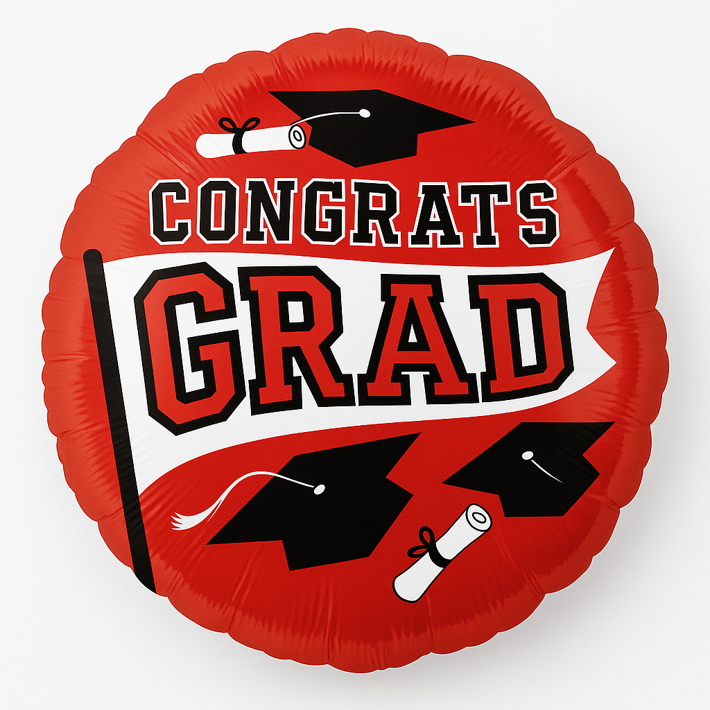 Be True to Your School Metallic Red Graduation Balloon
