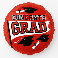 Be True to Your School Metallic Red Graduation Balloon