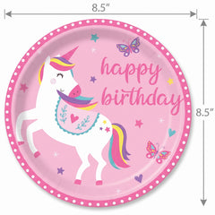 Enchanting Unicorn Birthday Paper Plates - 8.5"