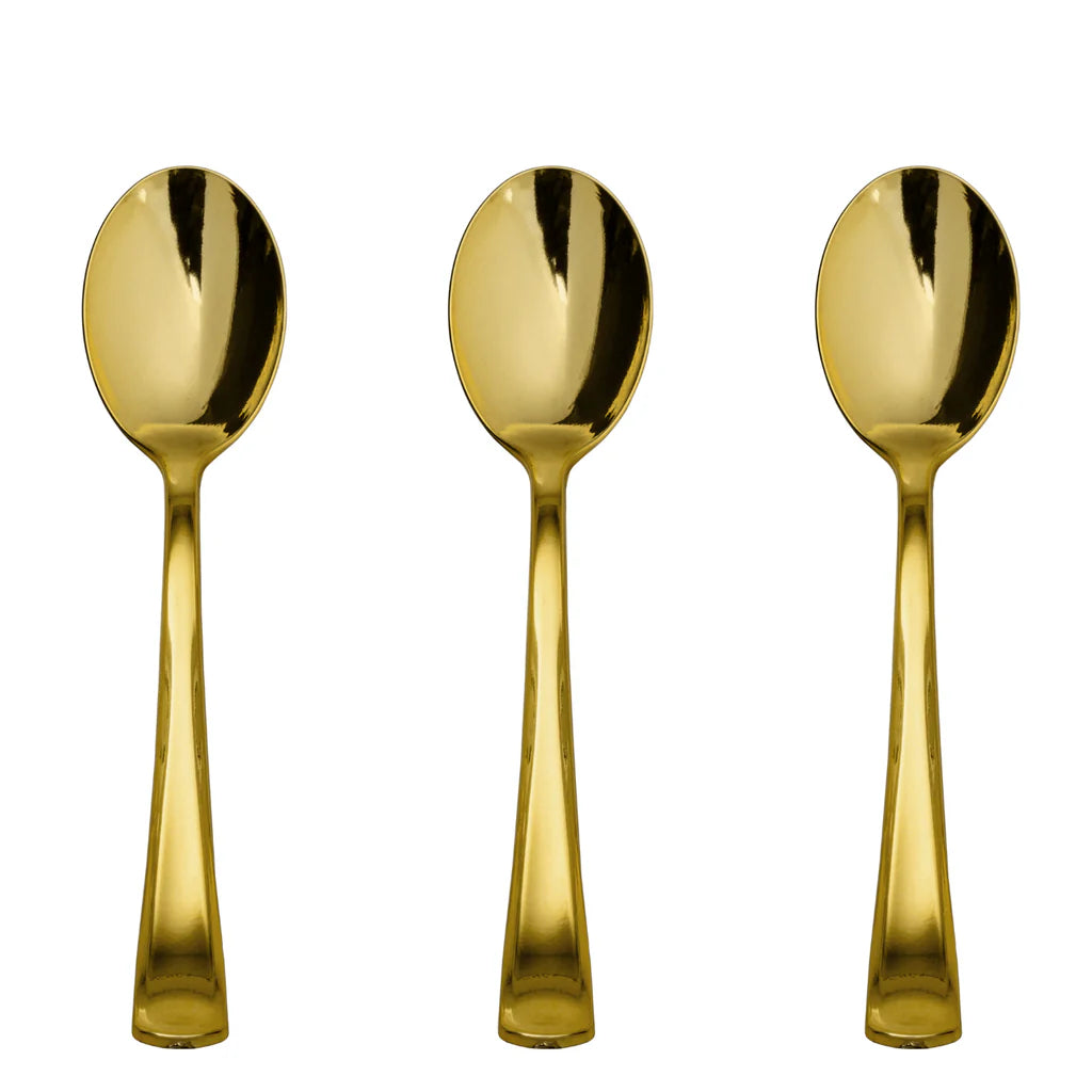 Exquisite Classic Gold Plastic Spoons | 120 Count