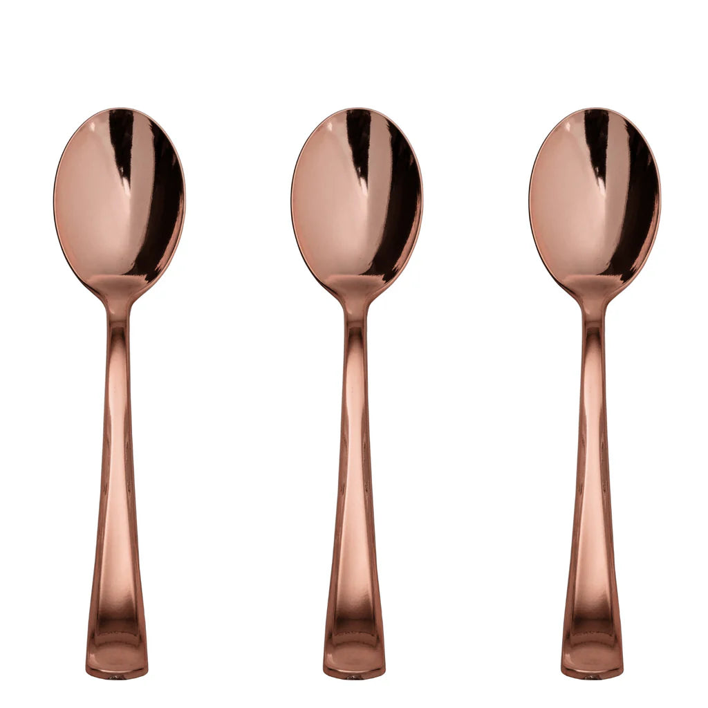 Exquisite Classic Rose Gold Plastic Spoons | 20 Count