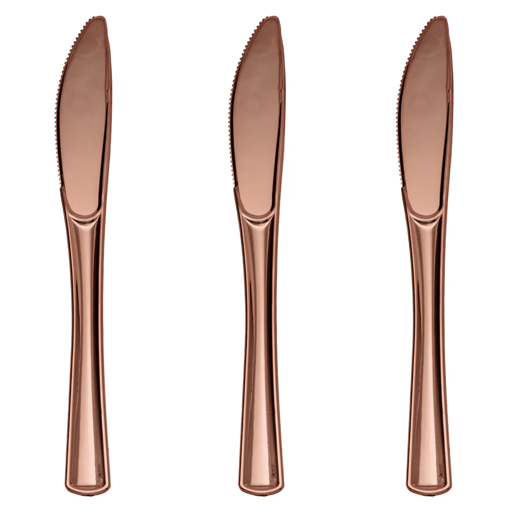 Exquisite Classic Rose Gold Plastic Knives | 20 Count