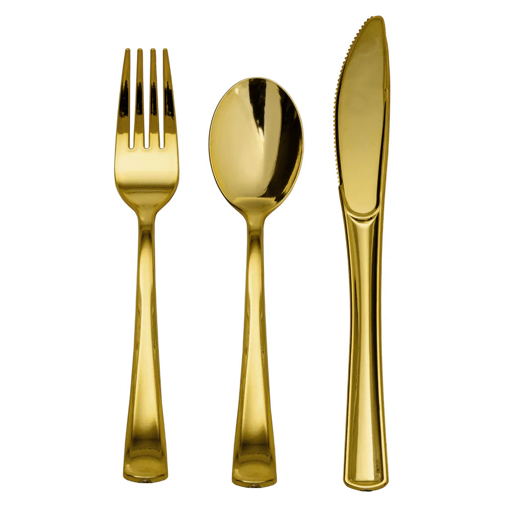 Factory Direct Part 480 Ct. Metallic Gold Elegant Wedding Cutlery Set | Factory Direct Party