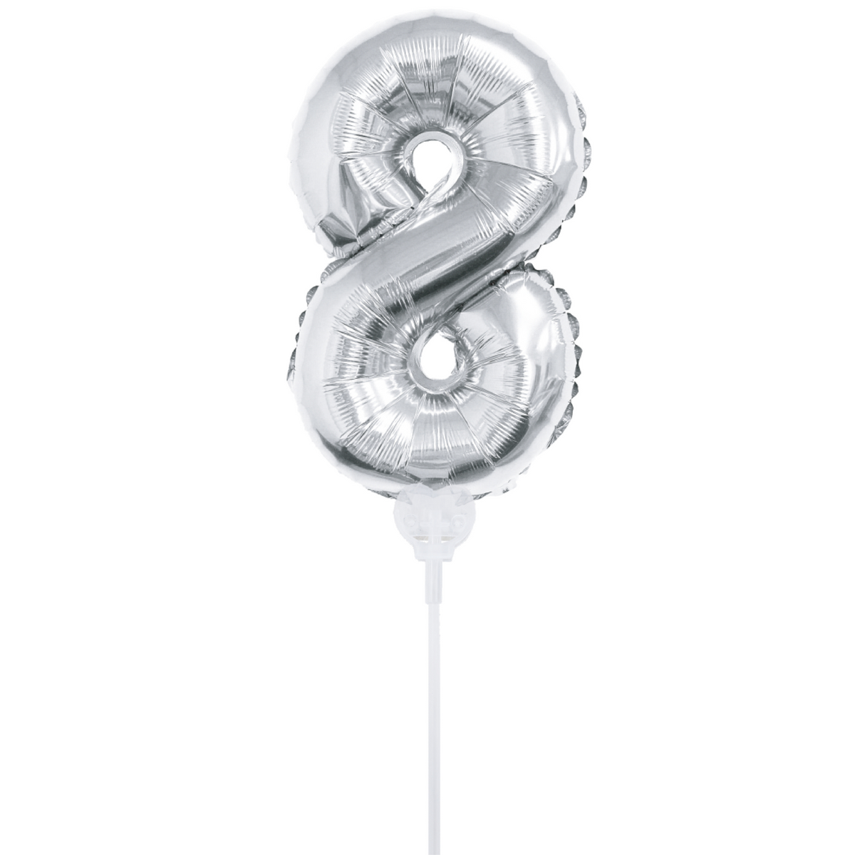 16" Silver Number -8 With Cup & Stick Balloon