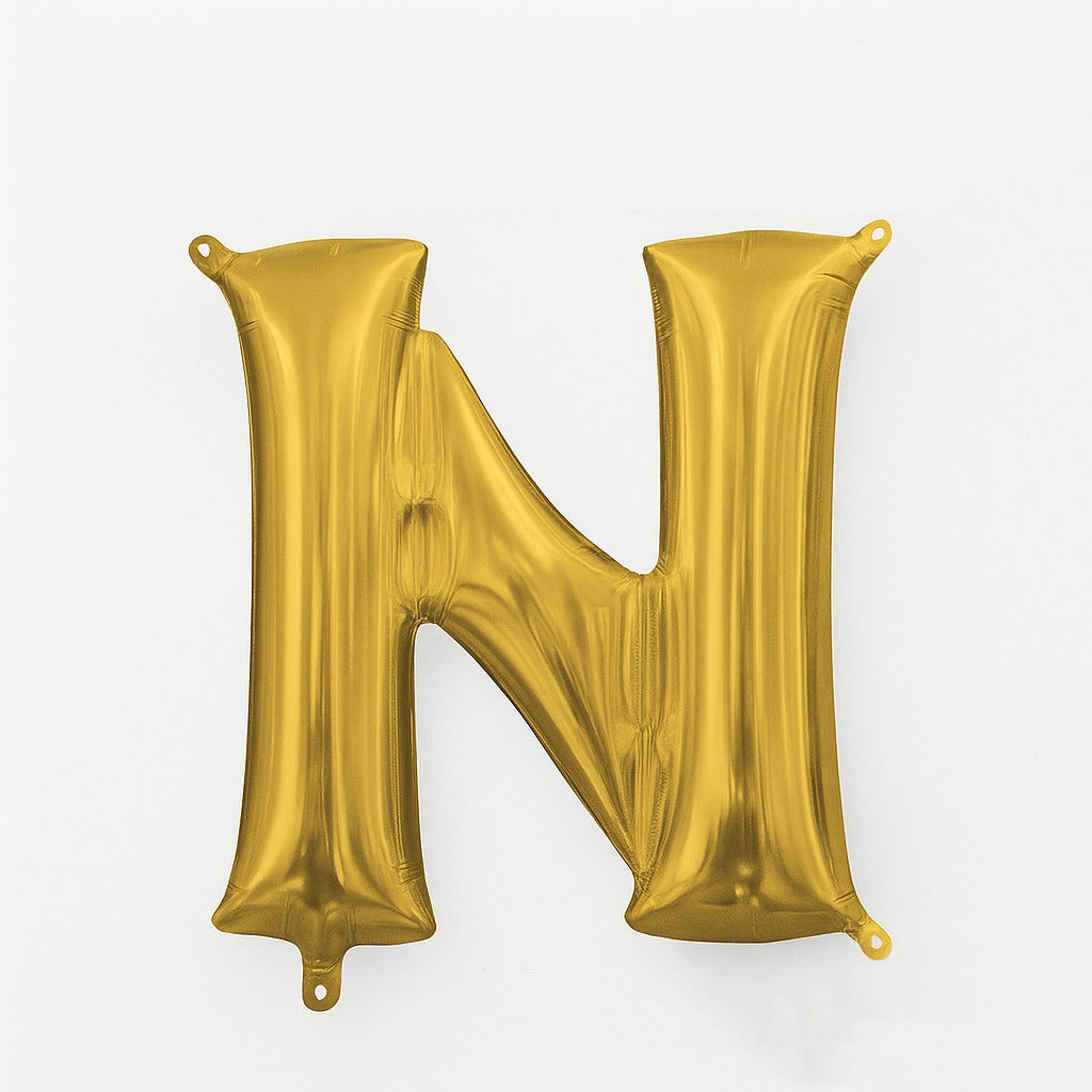 Gold Metallic Foil Letter "N" Balloon - Air Filled