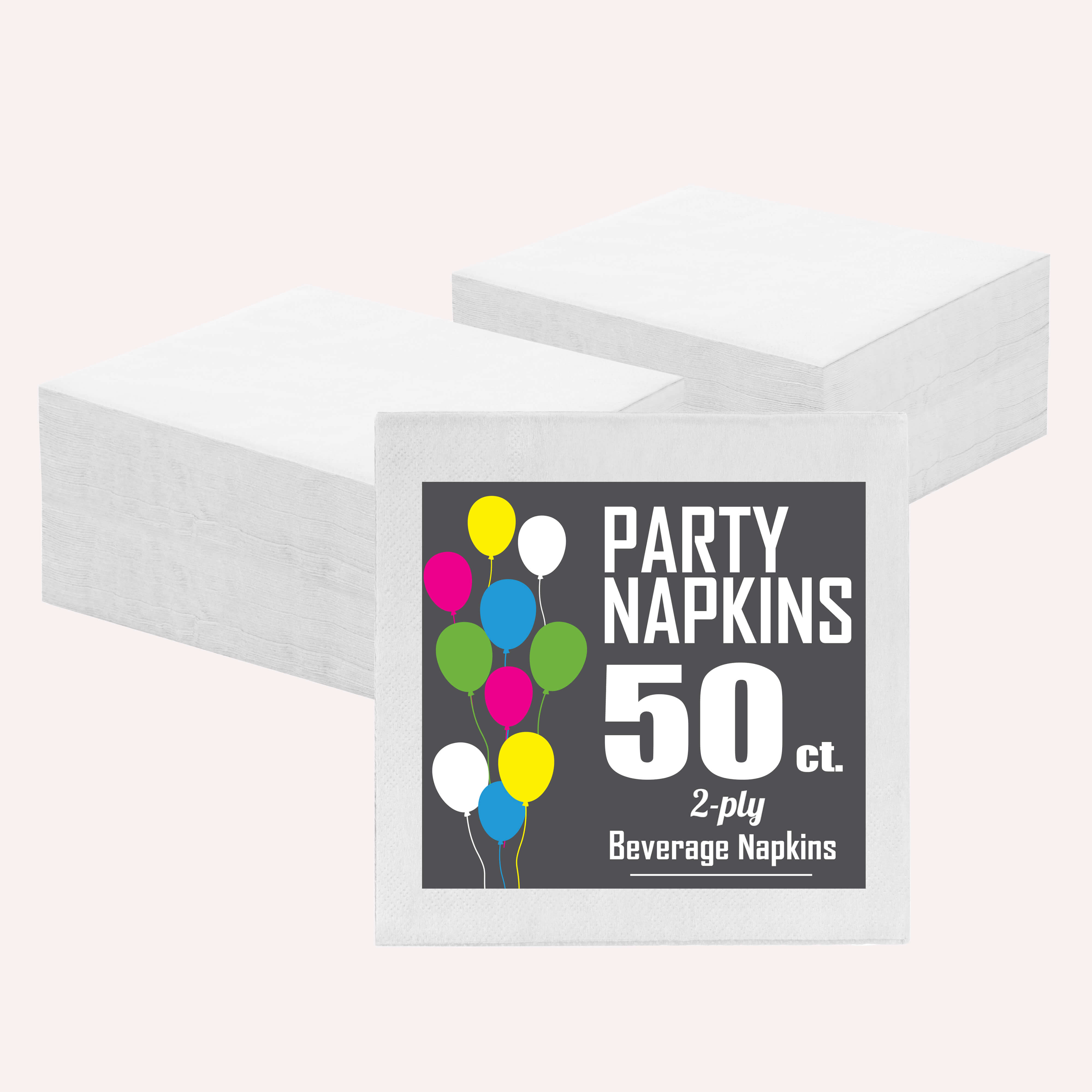 White Beverage Napkins | 50 Count