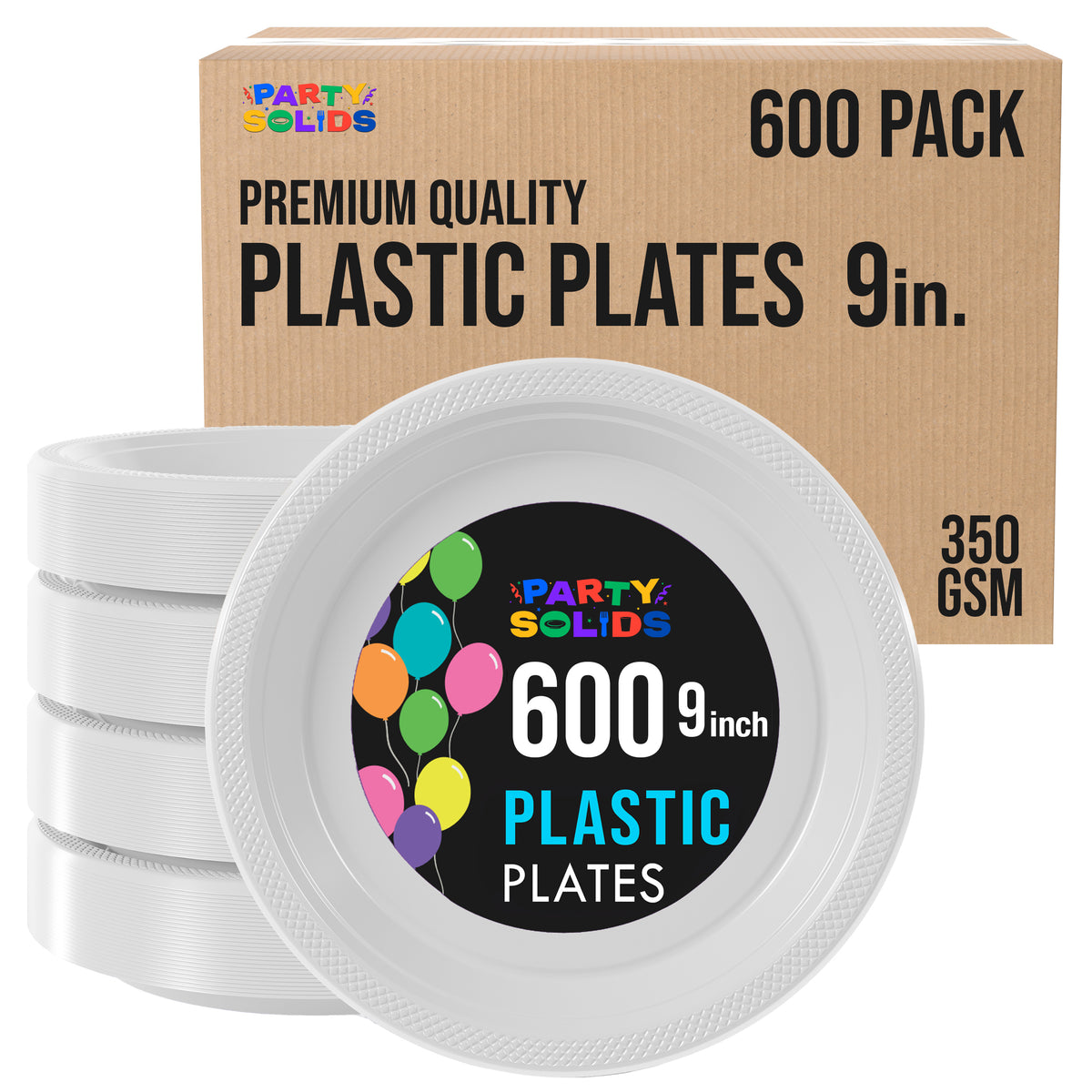 9 in. White Plastic Plates | Case of 600