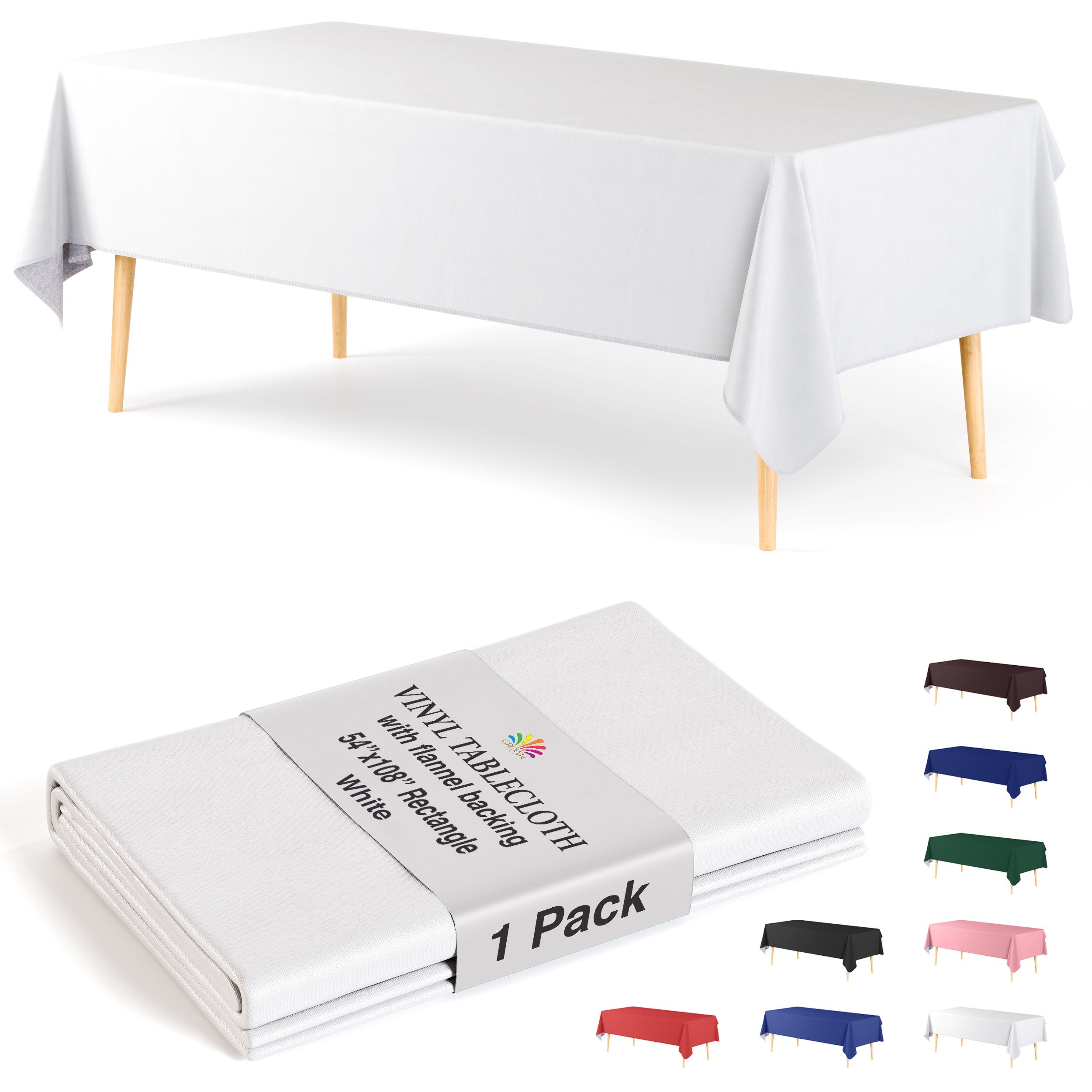 White Flannel Backed Plastic Table Cover