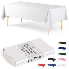 White Flannel Backed Plastic Table Cover  | 54 in. x 108 in.